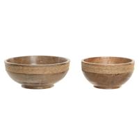 Tafeldecoratie Home ESPRIT Bruin Touw Mangohout 25 x 25 x 10 cm (2 Stuks)