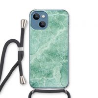 Groen marmer: iPhone 13 mini Transparant Hoesje met koord