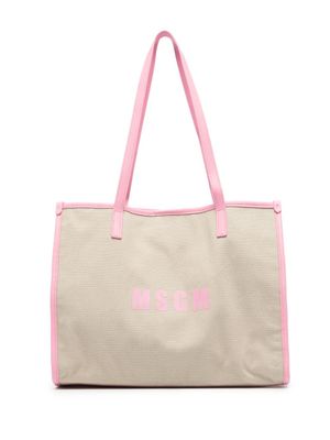 MSGM sac cabas médium à logo imprimé - Tons neutres