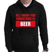 Foute Kerst hoodie/trui all i want for christmas zwart heren - thumbnail