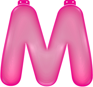 Opblaasbare letter M roze   -