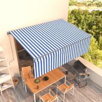 Luifel automatisch uittrekbaar met rolgordijn 4x3 m blauw wit