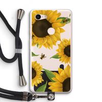 Sunflower and bees: Pixel 3 XL Transparant Hoesje met koord