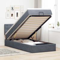 Ottoman bed met matras 90x200cm fluweel donkergrijs