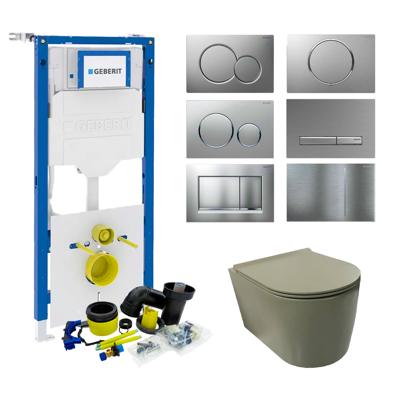 Geberit UP320 Toiletset Civita set49 Rimless Mat Legergroen Met Sigma Drukplaten