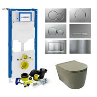Geberit UP320 Toiletset Civita set49 Rimless Mat Legergroen Met Sigma Drukplaten
