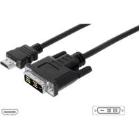 Digitus AK-330300-050-S HDMI-kabel HDMI / DVI Adapterkabel HDMI-A-stekker, DVI-D 18+1-polige stekker 5.00 m Zwart Schroefbaar - thumbnail