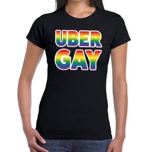 Uber gay gaypride tekst/fun shirt zwart dames 2XL  -