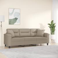 Driezitsbank met kussens 180 cm microvezelstof taupe