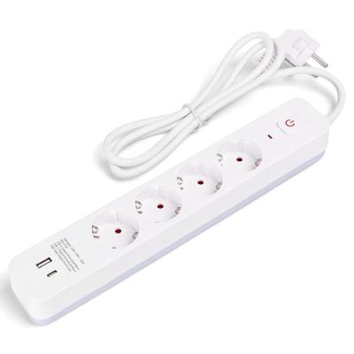 Stekkerdoos met USB - Verlengsnoer met USB - Aigi - 4 Stopcontacten - 1 USB-A - 1 USB-C - 1.5 Meter - Randaarde - Wit | Nederland