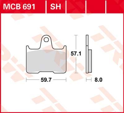 TRW Remblokken, en remschoenen voor de moto, MCB691SH Sinter street