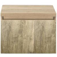 Frozen 3D Badmeubelset 60 cm - Greeplijst in Kleur - Inclusief Wastafelbovenblad French Oak