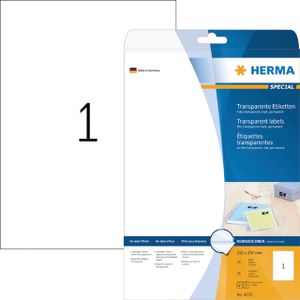HERMA Etiketten transparant mat A4 210x297 mm folie 25 st.