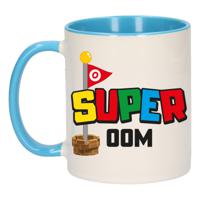 Cadeau koffie/thee mok voor oom - blauw - super oom - keramiek - 300 ml