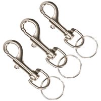 Musketonhaak sleutelhanger 3x metaal zilver 7 cm