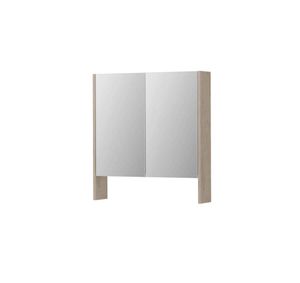 INK SPK3 spiegelkast met 2 dubbel gespiegelde deuren, open planchet, stopcontact en schakelaar 70 x 14 x 74 cm, ivoor eiken