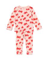 HEMA Baby meegroeipyjama rib hartjes gebroken wit (gebroken wit)