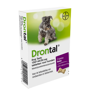 Drontal Dog Tasty 150/144/50 mg ontwormingsmiddel hond S/M 2 tbl