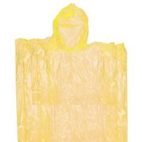Wegwerp regenponcho - 1x - geel - voor kinderen - 63 x 70 cm - polyester - regenkleding