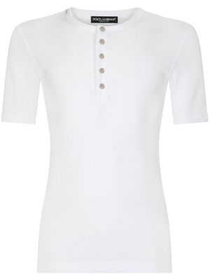 Dolce & Gabbana t-shirt à col tunisien - Blanc
