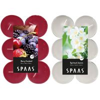 Candles by Spaas geurkaarsen - 24x stuks in 2 geuren Jasmin en Berry cocktail