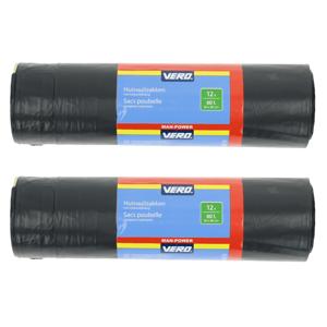 Vero Afvalzakken/vuilniszakken met trekband - 24x stuks - 60 liter - Extra sterk
