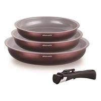 Set van 3 koekenpannen - ARTHUR MARTIN - AM8866 - Alle warmtebronnen inclusief inductie - 20/24/28 cm + 1 handgreep - Aluminium - Keramische coating