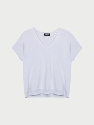 Mouwloze fijn geribde trui van cashmere en katoen