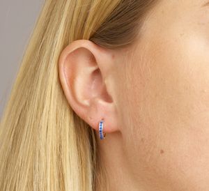 TFT Oorringen Met Scharnier Synth. Saffier Zilver Gerhodineerd Glanzend