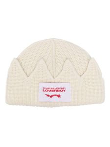 Charles Jeffrey Loverboy bonnet Crown en maille épaisse - Blanc