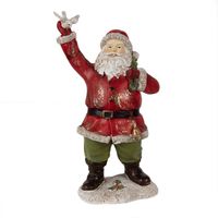 Clayre & Eef Beeld Kerstman 13x10x23 cm Rood Polyresin Kerstdecoratie Rood Kerstdecoratie - thumbnail