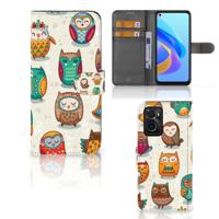 OPPO A76 | A96 | Telefoonhoesje | Met pasjeshouder | Vrolijke Uilen