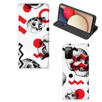 Mobiel BookCase Samsung Galaxy M02s | A02s Skull Red