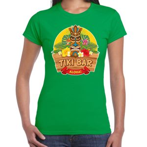 Hawaii feest t-shirt / shirt tiki bar Aloha groen voor dames