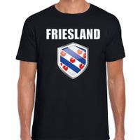 Friesland supporter t-shirt met Friese vlag schild zwart heren