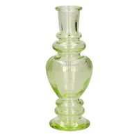 Kaarsen kandelaar Venice - gekleurd glas - ribbel lichtgroen - D5,7 x H15 cm