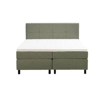 Boxspring Liv geblokt - groen - 160x200 cm - ronde poot - Leen Bakker