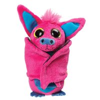 Suki Gifts Pluche knuffeldier vleermuis - roze/blauw - 17 cm - speelgoed - Knuffeldier