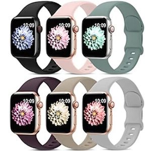 6-pak Sportband Compatibel met: Apple Watch-horlogebandje 38mm 40mm 41mm 42mm 44mm 45mm 49mm Verstelbaar Ademend Vrouwen mannen Siliconen Vervangende horlogeband voor iwatch Ultra 2 Series 9 8 7 SE 6 Lightinthebox