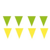 Feest versiering punt vlaggetjes pakket - 80 meter - groen en geel - slingers / vlaggenlijnen