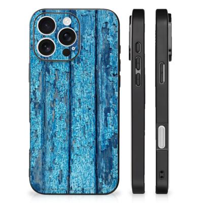 iPhone 16 Pro Houten Print Telefoonhoesje Wood Blue