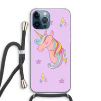 Roze eenhoorn: iPhone 12 Pro Transparant Hoesje met koord