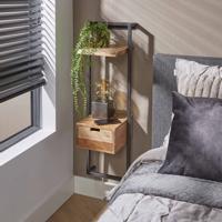 LifestyleFurn Nachtkastje 'Cruz' Acaciahout en metaal, Met 1 lade