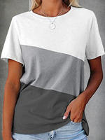 Casual Color Block Regular Fit Short Sleeve T-Shirt