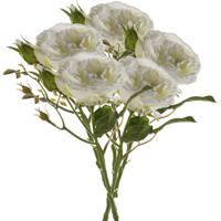 Kunstbloem roos Anne - 5x - creme - 37 cm - decoratie bloemen - thumbnail