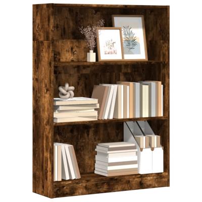 Boekenkast 80x24x109 cm bewerkt hout gerookt eikenkleurig