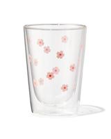 HEMA Dubbelwandig glas 350ml bloemen
