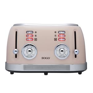 SOGO Human Technology Broodrooster voor 4 sneden Controlelampje, Toastfunctie Beige, Metallic