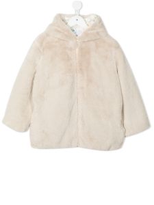 Eshvi Kids manteau en fourrure artificielle à capuche - Blanc