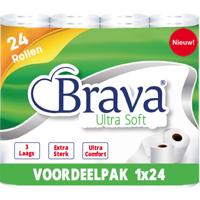 Brava Ultra Soft 3-Laags Toiletpapier - 24 Rollen - Voordeelverpakking